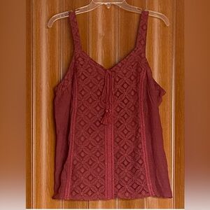 Parallel Skies Womens Burnt Orange Tank Top Lace Light Size XL